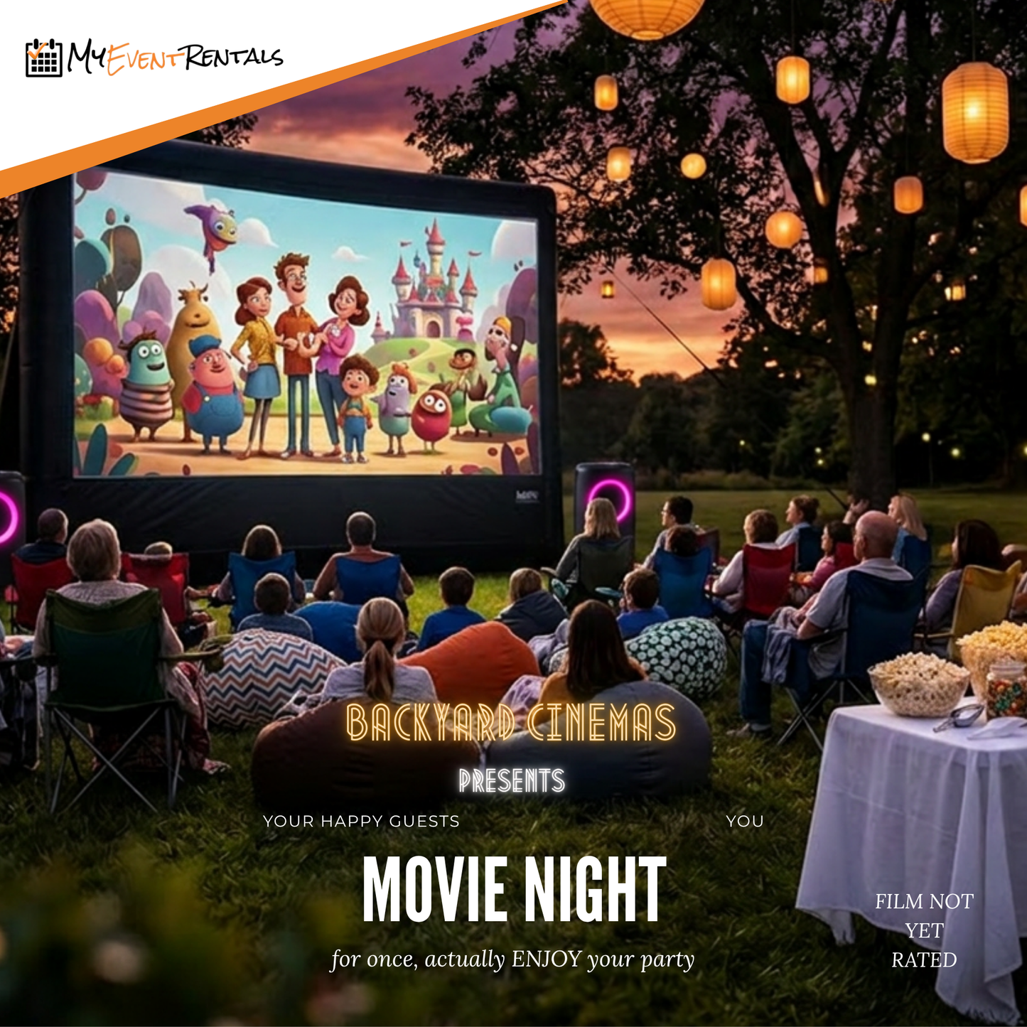 Backyard Movie Night Party Package Rental