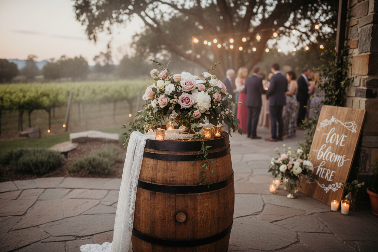 WINE BARREL AT A WEDDING