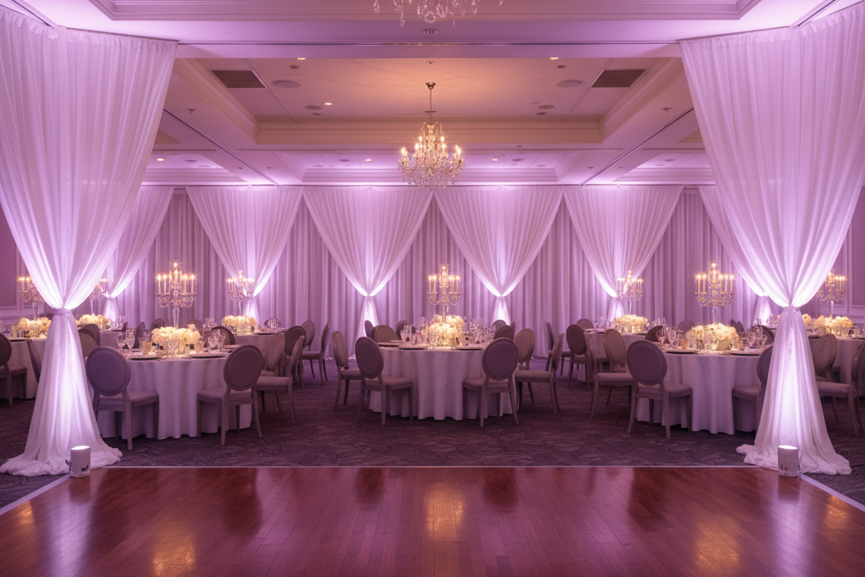 wireless uplighting at a wedding